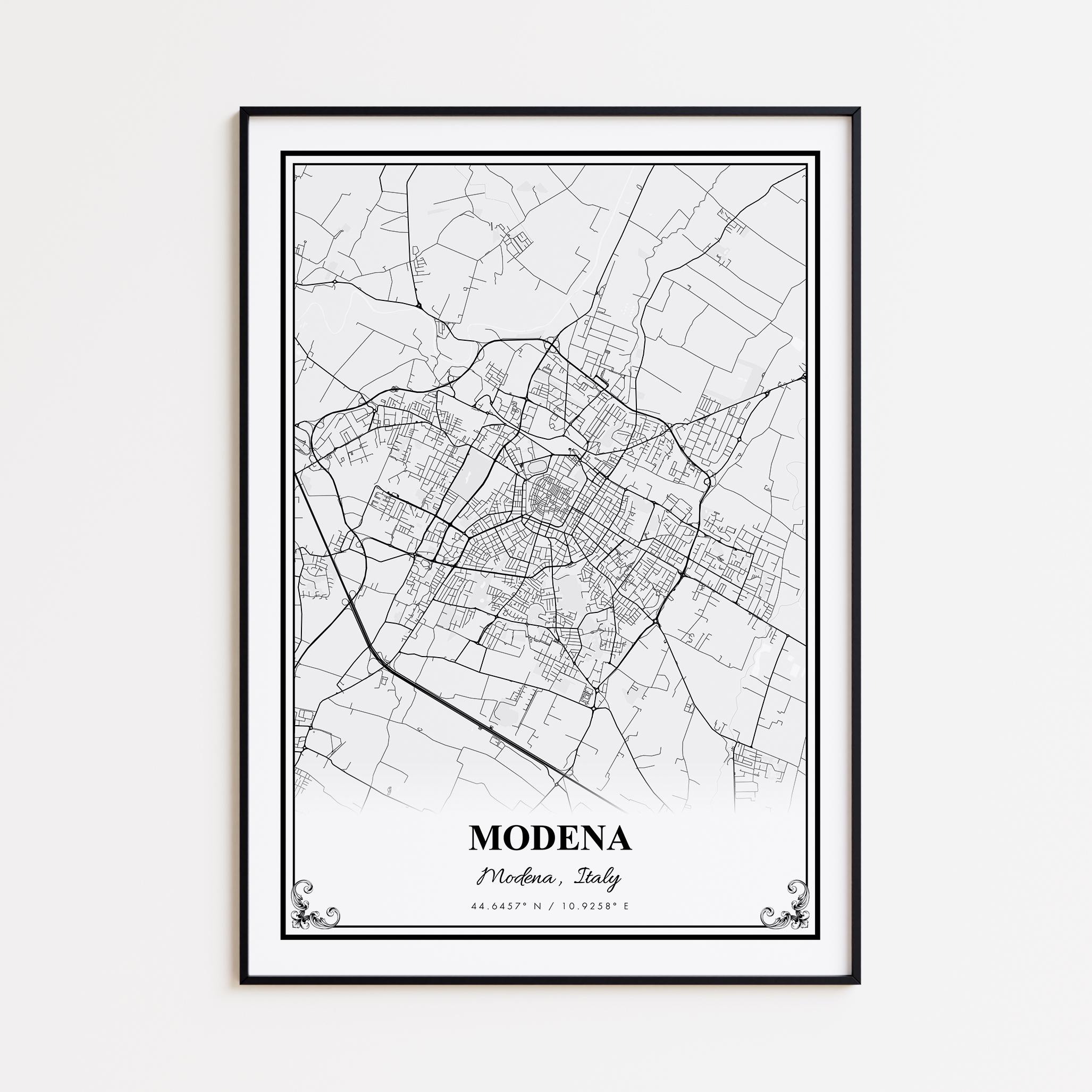 Modena Road Modena Map Print, Modena Italy Wall Art Poster, Modena Custom Street ...