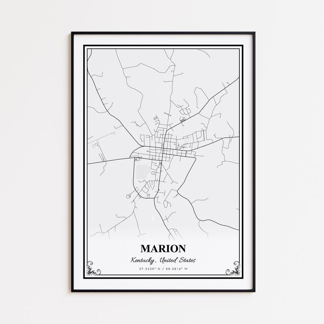 Marion Map Print Marion Kentucky Wall Art Poster Marion Custom Street Il Ljep 