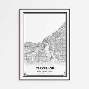 Cleveland Map Print, Cleveland Ohio Wall Art Poster, Cleveland Custom Street Map, Cleveland Modern Map Print, Cleveland Map Gift