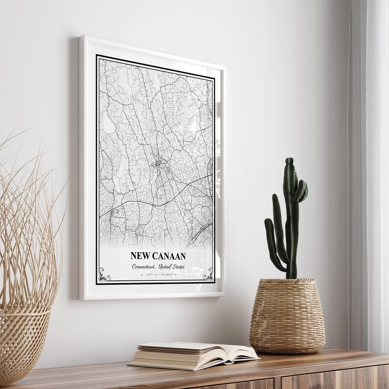 New Canaan Map Print New Canaan Connecticut Wall Art Poster New Il 2gxa 