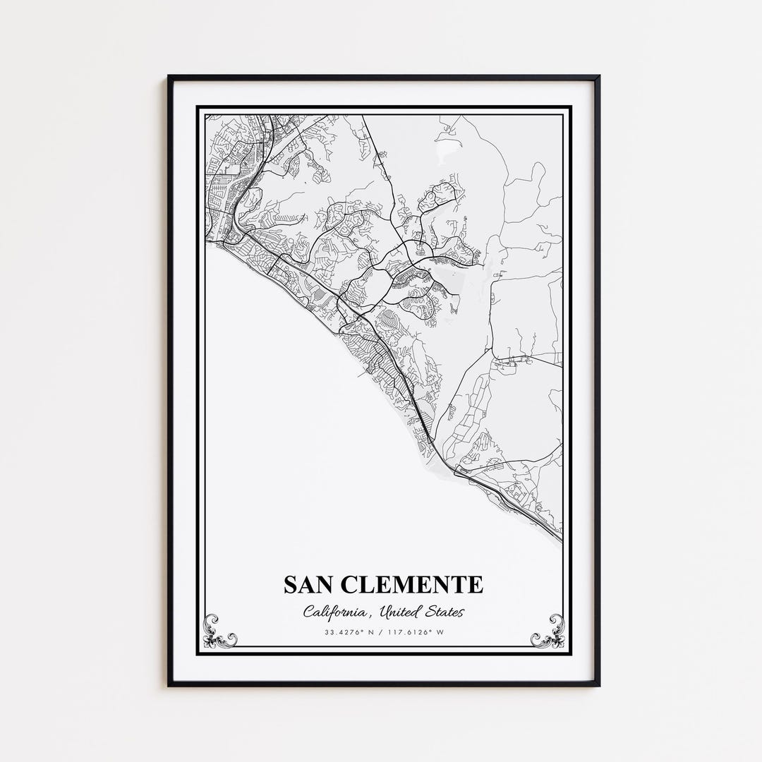 San Clemente Map Print, San Clemente California Wall Art Poster, San ...