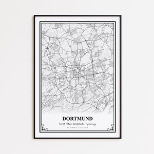 Dortmund Map Print, Dortmund North Rhine-Westphalia Wall Art Poster, Dortmund Custom Street Map, Dortmund Road Map Poster, Dortmund Map Gift