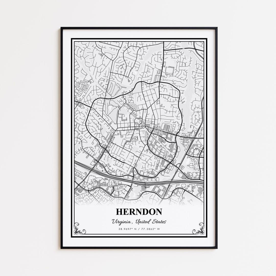 Herndon Map Print Herndon Virginia Wall Art Poster Herndon Custom Il Csrw 