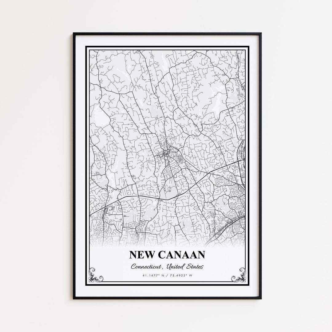 New Canaan Map Print New Canaan Connecticut Wall Art Poster New Il 8q4w 