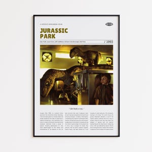 Jurassic Park, Steven Spielberg, Retro Movie Poster, Custom Movie Poster Print