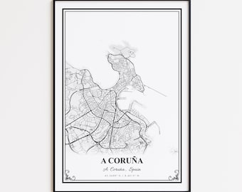 A Coruña Map Print, A Coruña Spain Wall Art Poster, A Coruna Custom Street Map, A Coruna Road Map Poster, A Coruna Map Gift