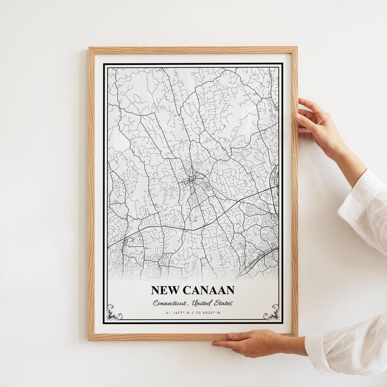 New Canaan Map Print New Canaan Connecticut Wall Art Poster New Il L0hq 
