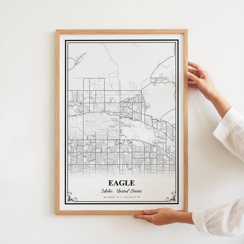 Eagle Map Print, Eagle Idaho Wall Art Poster, Eagle Custom Street Map ...