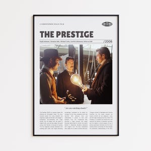 The Prestige, Christopher Nolan, Retro Movie Poster, Custom Movie Poster