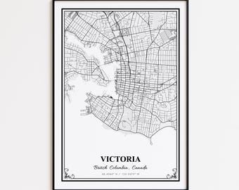 Victoria Map Print, Victoria British Columbia Wall Art Poster, Victoria Custom Street Map, Victoria Road Map Poster, Victoria Map Gift