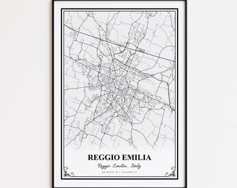 Reggio Emilia Karte Druck, Reggio Emilia Italien Wand Kunst Poster, Reggio Emilia Benutzerdefinierte Straßenkarte, Reggio Emilia Karte Geschenk