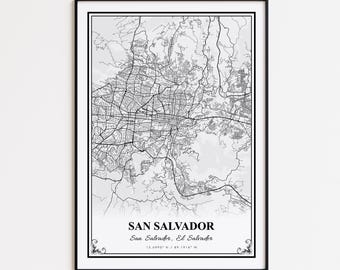 San Salvador Map Print, San Salvador El Salvador Wall Art Poster, San Salvador Custom Street Map, San Salvador Modern Map Print