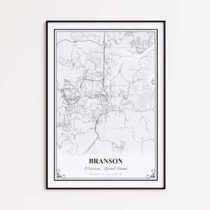 Branson Map Print, Branson Missouri Wall Art Poster, Branson Custom Street Map, Branson Map Gift, Branson Road Map Poster