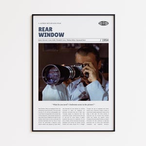 Rear Window, Alfred Hitchcock, Retro Movie Poster, Custom Movie Poster