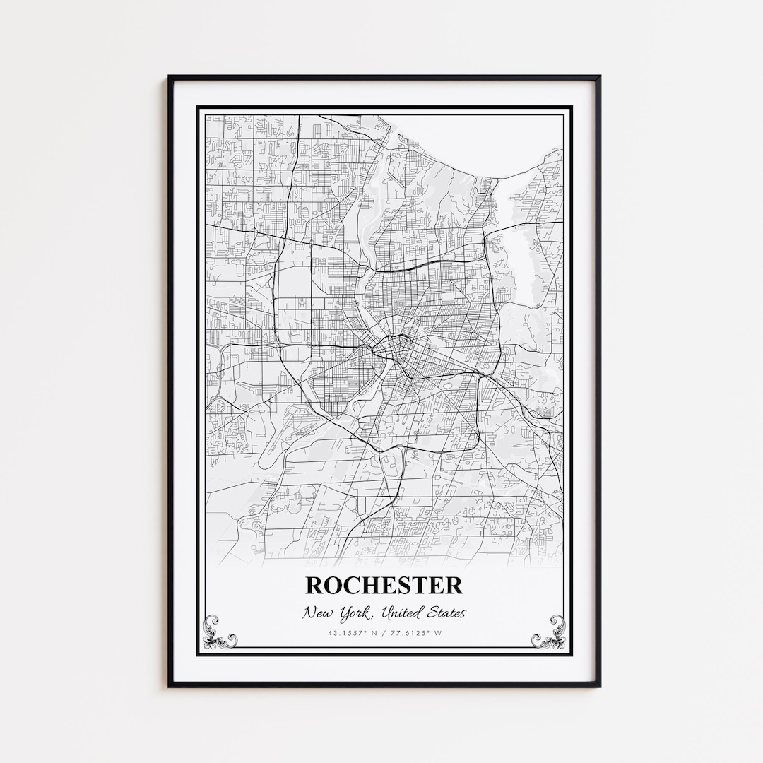 Rochester Map Print, Rochester New York Wall Art Poster, Rochester ...
