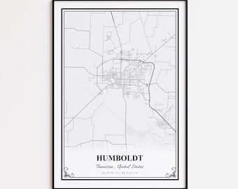 Humboldt Map Print, Humboldt Tennessee Wall Art Poster, Humboldt Custom Street Map, Humboldt Road Map Poster, Humboldt Modern Map Print