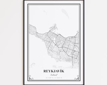 Reykjavík Map Print, Reykjavík Iceland Wall Art Poster, Reykjavik Custom Street Map, Reykjavik Road Map Poster, Reykjavik Modern Map Print