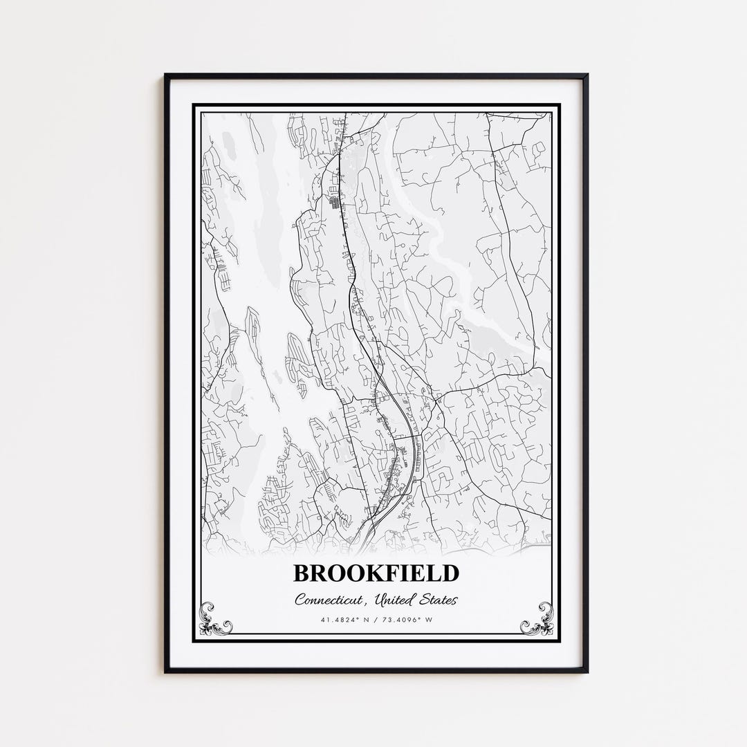 Brookfield Map Print Brookfield Connecticut Wall Art Poster Il O5xm 