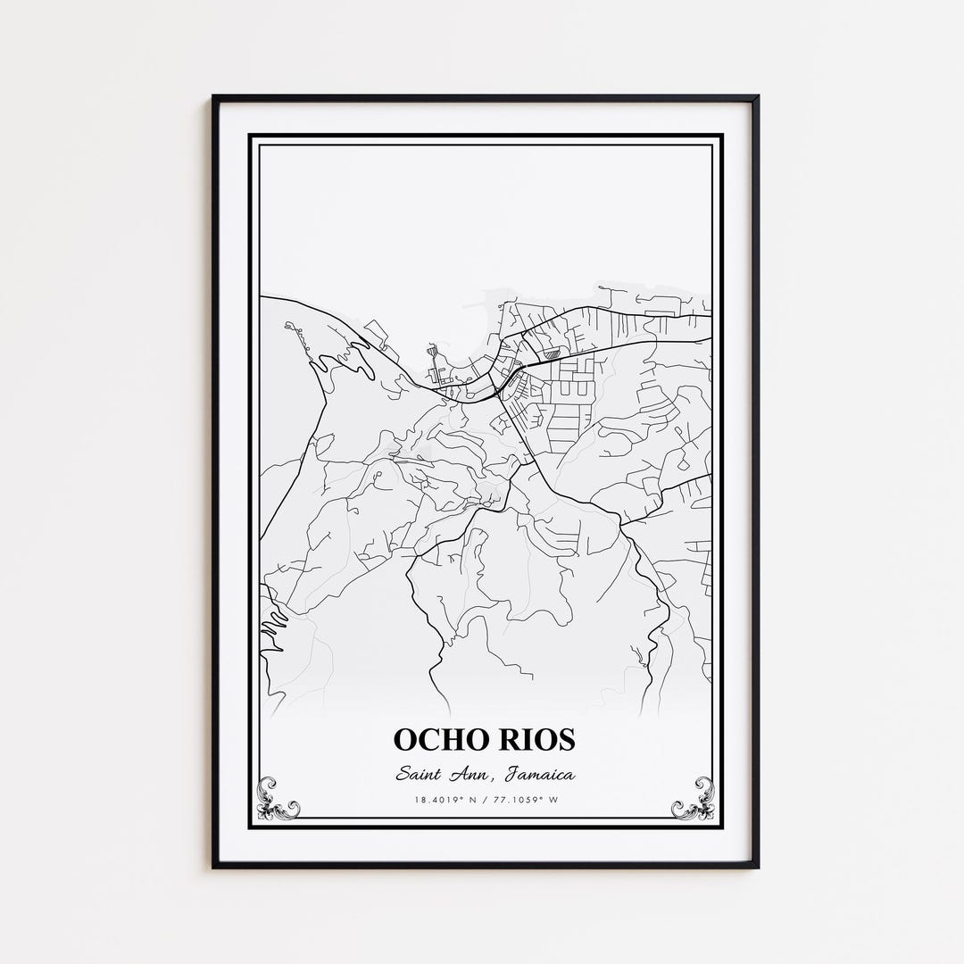 Ocho Rios Map Print, Ocho Rios Saint Ann Wall Art Poster, Ocho Rios ...