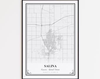 Salina Karte Druck, Salina Kansas Wand Kunst Poster, Salina Benutzerdefinierte Straßenkarte, Salina moderne Karte Druck, Salina Karte Geschenk, Salina Straßenkarte Poster
