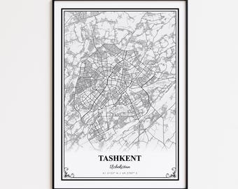 Tashkent Map Print, Tashkent Uzbekistan Wall Art Poster, Tashkent Custom Street Map, Tashkent Modern Map Print, Tashkent Road Map Poster