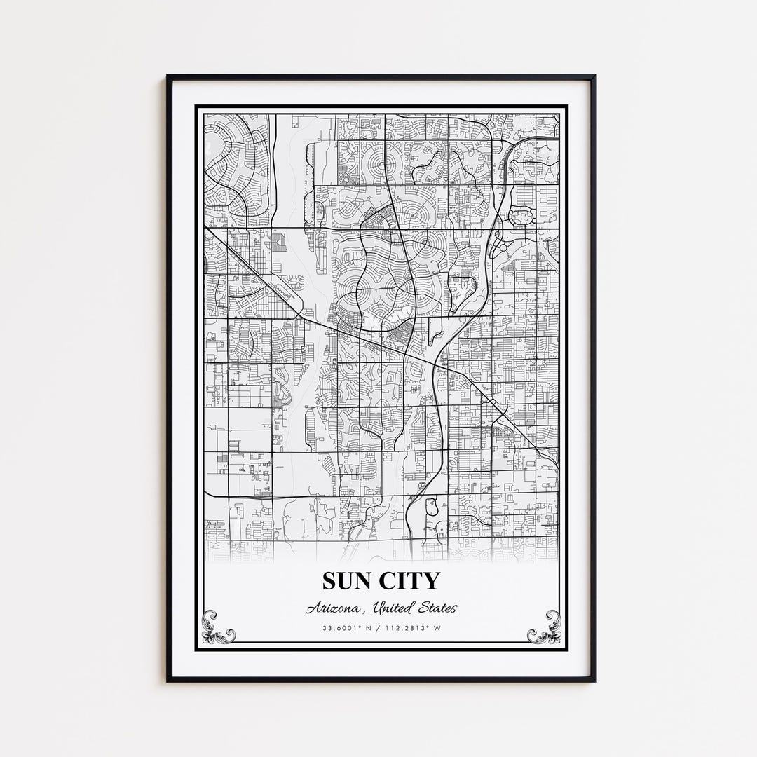 Sun City Map Print Sun City Arizona Wall Art Poster Sun City Custom Il Cgls 