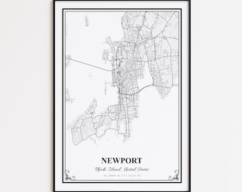 Newport Map Print, Newport Rhode Island Wall Art Poster, Newport Custom Street Map, Newport Modern Map Print, Newport Road Map Poster