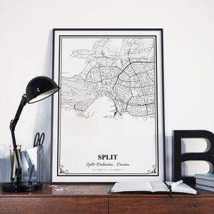 Split Map Print, Split Split-Dalmatia Wall Art Poster, Split Custom Street Map, Split Modern Map Print, Split Map Gift image 4