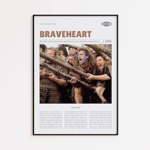 Braveheart, Mel Gibson, Retro Movie Poster, Custom Movie Poster