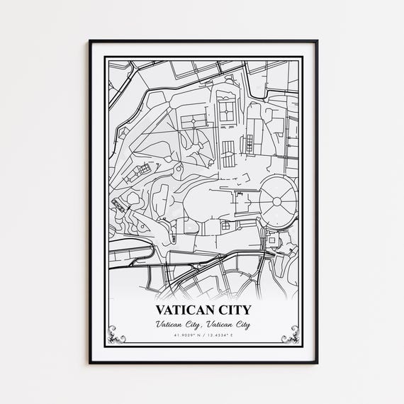Vatican City Map Print, Vatican City Wall Art Poster, Vatican City