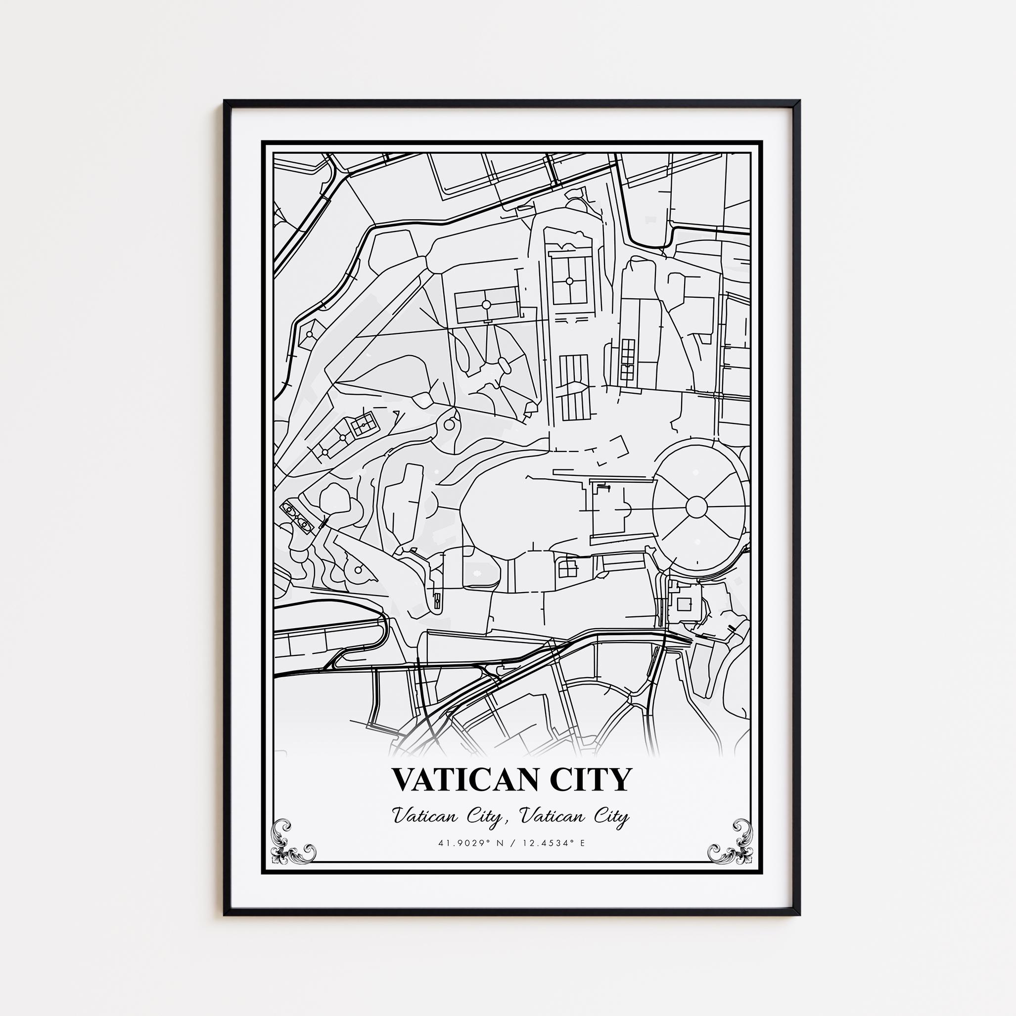 Vatican City Map Print, Vatican City Wall Art Poster, Vatican City