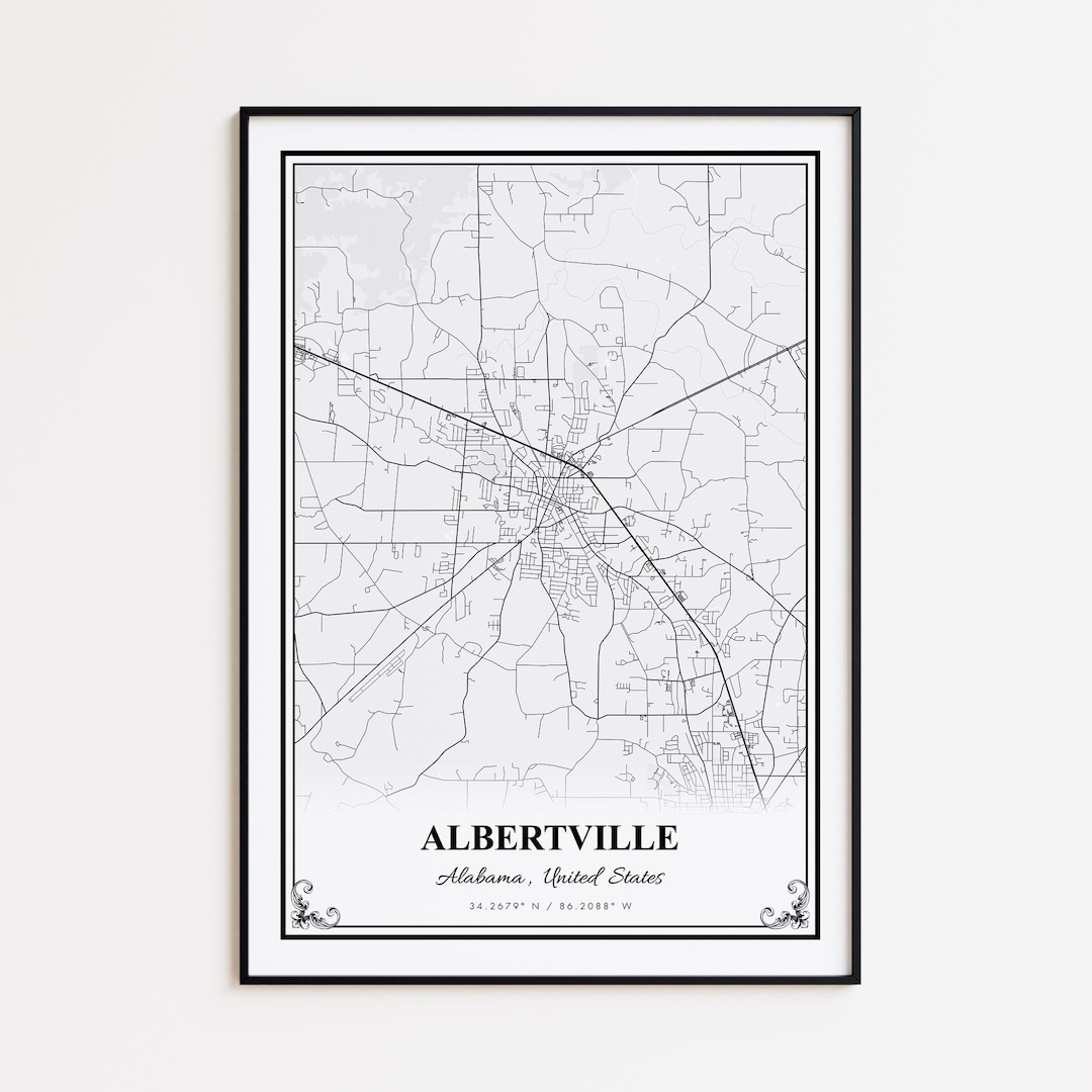 Albertville Map Print Albertville Alabama Wall Art Poster Albertville Il R72l 