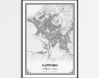 Sapporo Map Print, Sapporo Hokkaido Wall Art Poster, Sapporo Custom Street Map, Sapporo Modern Map Print, Sapporo Road Map Poster