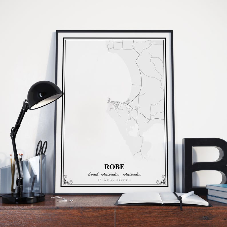 Bale Robe Map Rode Robe Map Print, Robe South Australia Wall Art Poster, Robe Custom ...