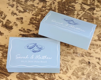 Custom Printed Matchbox Wedding Favors/Oyster Wedding Matchbook/Personalized Coastal Wedding Guest Gifts/Bridal Shower Favors/Custom Matches