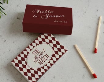 Personalized Perfect Match Matchboxes, Custom Wedding Favors, Bridal Shower, Engagement Party Decor, Guest Gifts, Rehearsal Dinner Keepsakes