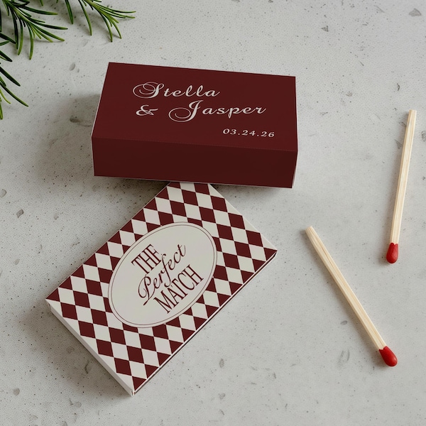 Cajas de cerillas personalizadas Perfect Match, regalos de boda personalizados, despedidas de soltera, decoración para fiestas de compromiso, regalos para invitados, recuerdos de cenas de ensayo