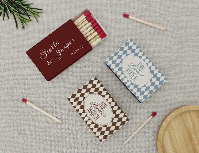 Personalized Perfect Match Matchboxes, Custom Wedding Favors, Bridal Shower, Engagement Party Decor, Guest Gifts, Rehearsal Dinner Keepsakes image 8