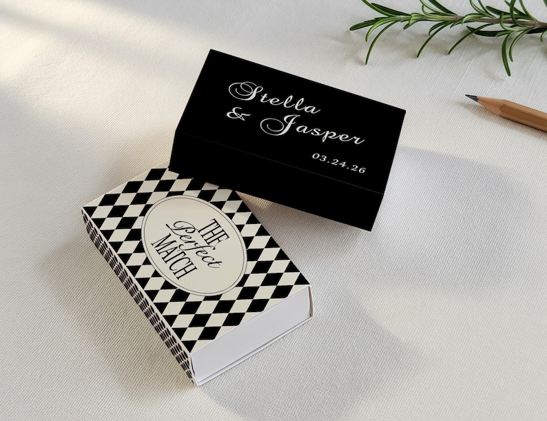 Personalized Perfect Match Matchboxes, Custom Wedding Favors, Bridal Shower, Engagement Party Decor, Guest Gifts, Rehearsal Dinner Keepsakes image 2