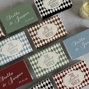 Personalized Perfect Match Matchboxes, Custom Wedding Favors, Bridal Shower, Engagement Party Decor, Guest Gifts, Rehearsal Dinner Keepsakes image 5