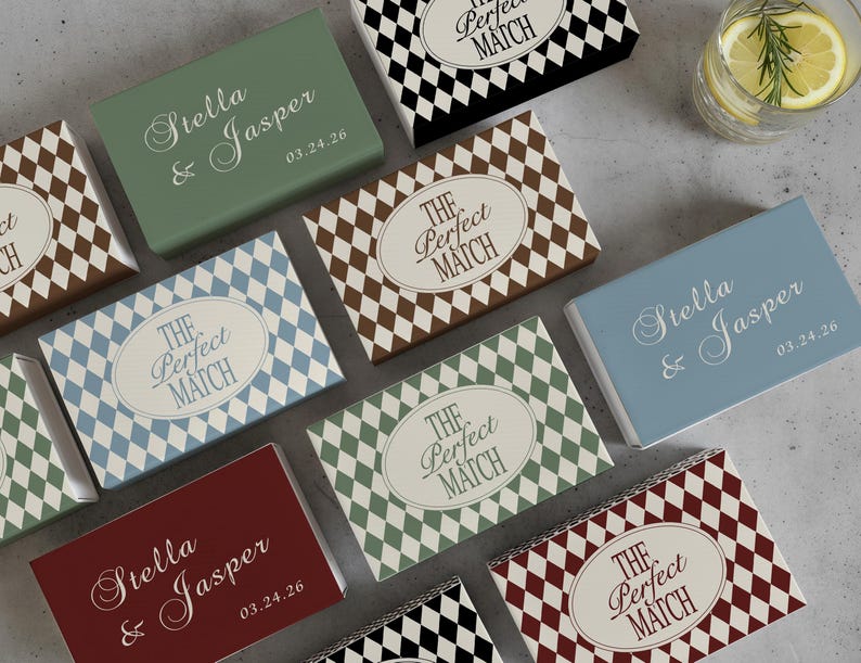 Personalized Perfect Match Matchboxes, Custom Wedding Favors, Bridal Shower, Engagement Party Decor, Guest Gifts, Rehearsal Dinner Keepsakes image 5