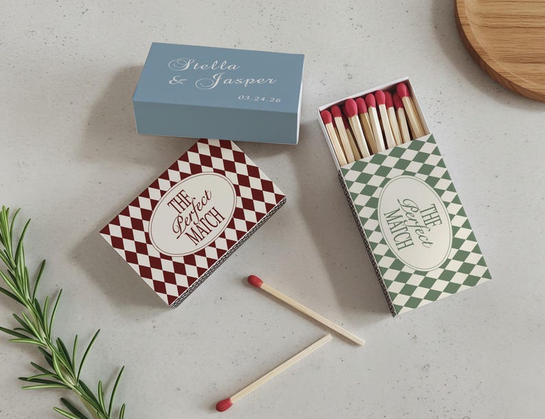 Personalized Perfect Match Matchboxes, Custom Wedding Favors, Bridal Shower, Engagement Party Decor, Guest Gifts, Rehearsal Dinner Keepsakes image 3