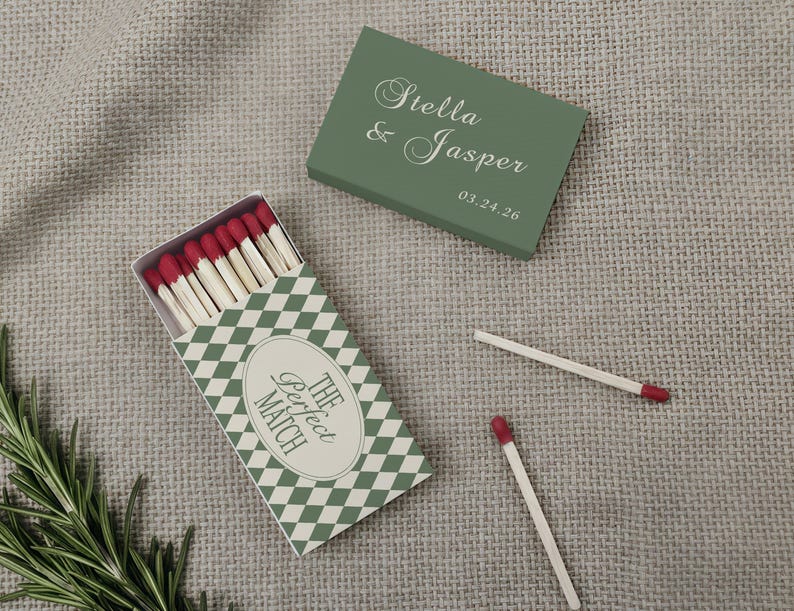 Personalized Perfect Match Matchboxes, Custom Wedding Favors, Bridal Shower, Engagement Party Decor, Guest Gifts, Rehearsal Dinner Keepsakes image 14