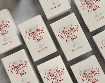Personalized Tini Bit Older Matchbox, Custom Birthday Favors, Martini Party, Extra Dirty Thirty Birthday, Bachelorette, Cocktail Party Decor