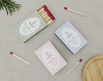 Ahoy It's a Boy Baby Shower Matchboxes, Nautical Party Favors for Guests, Summer Sailboat Baby Reveal Gifts, Baby on Board Matchbox Favors