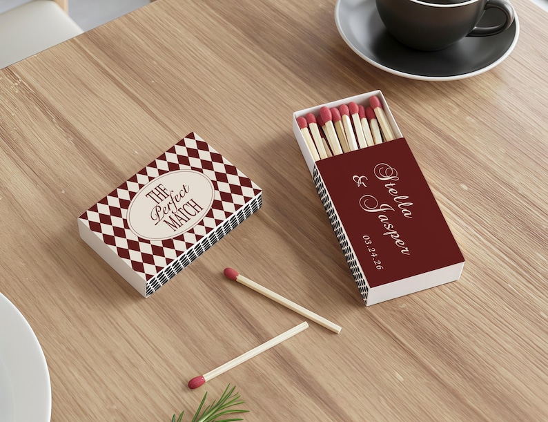 Personalized Perfect Match Matchboxes, Custom Wedding Favors, Bridal Shower, Engagement Party Decor, Guest Gifts, Rehearsal Dinner Keepsakes image 15
