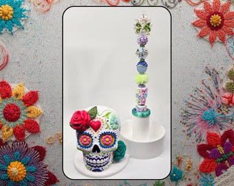 Sugar Skull Fancy Pen Stand for Rhinestone and Beadable Pens (Unpainted)