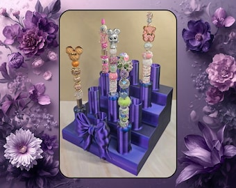 Coquette Bow 4-Tier Pen Display Stand: Rhinestone, Beadable Pens (12 Capacity)