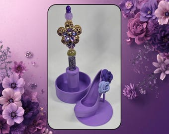 Chic Floral High Heel Fancy Pen Stand for Rhinestone and Beadable Pens (Unpainted)