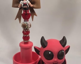 Unpainted Devil Pen Stand: Rhinestone Ready, Beaded Holder, Desk Catchall